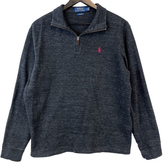 Polo Ralph Lauren Size M Estate Rib Quarter Zip Pullover Sweater Gray $125 - Picture 1 of 8
